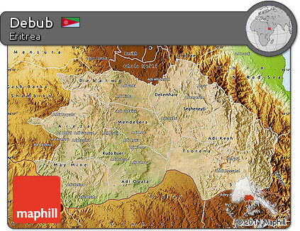 Satellite Map of Debub, physical outside