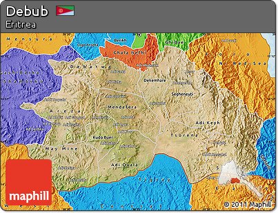 Satellite Map of Debub, political outside