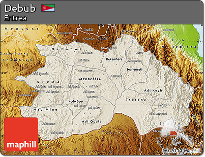 Shaded Relief Map of Debub, physical outside
