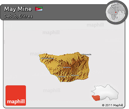 Physical 3D Map of May Mine, cropped outside