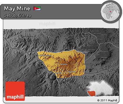 Physical 3D Map of May Mine, darken, desaturated