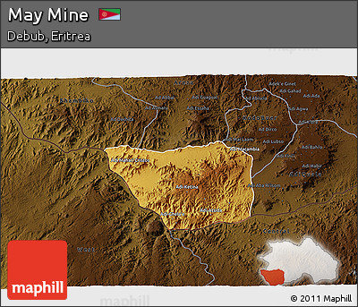 Physical 3D Map of May Mine, darken