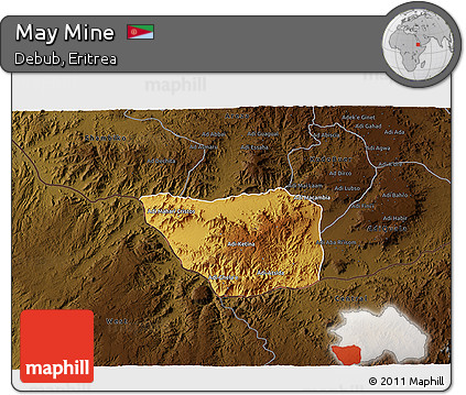 Physical 3D Map of May Mine, darken