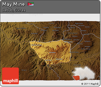 Physical 3D Map of May Mine, darken