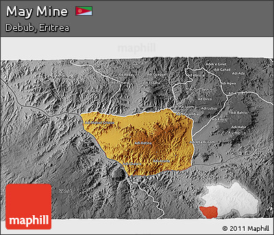 Physical 3D Map of May Mine, desaturated