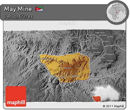 Physical 3D Map of May Mine, desaturated
