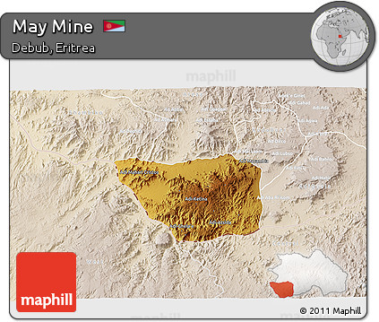 Physical 3D Map of May Mine, lighten