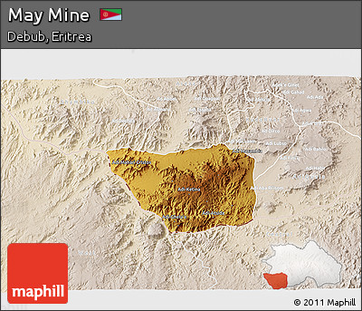 Physical 3D Map of May Mine, lighten