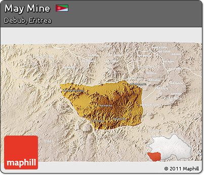 Physical 3D Map of May Mine, lighten
