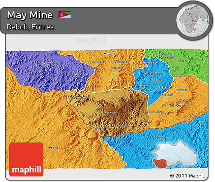 Physical 3D Map of May Mine, political outside