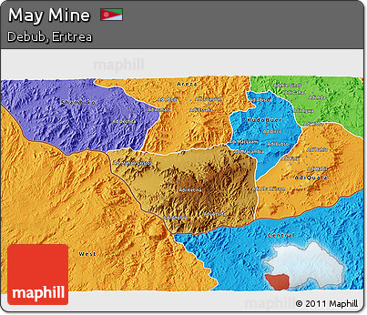 Physical 3D Map of May Mine, political outside