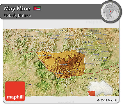Physical 3D Map of May Mine, satellite outside
