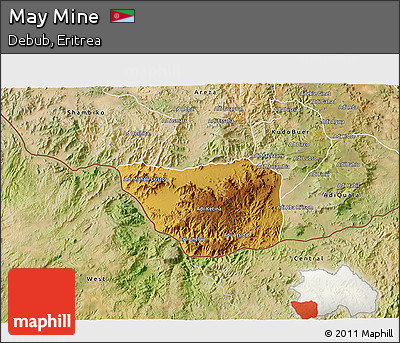 Physical 3D Map of May Mine, satellite outside