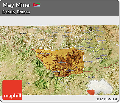 Physical 3D Map of May Mine, satellite outside