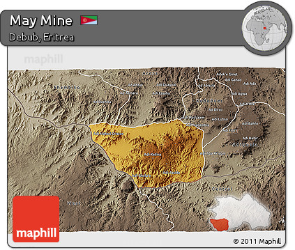 Physical 3D Map of May Mine, semi-desaturated