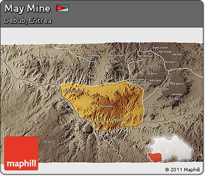 Physical 3D Map of May Mine, semi-desaturated