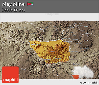 Physical 3D Map of May Mine, semi-desaturated