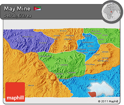 Political 3D Map of May Mine