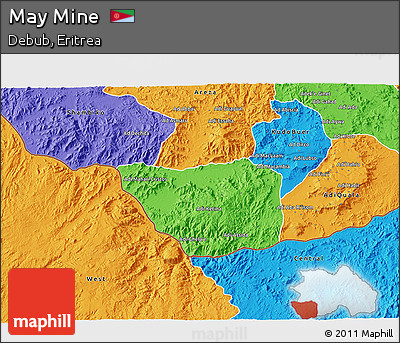 Political 3D Map of May Mine
