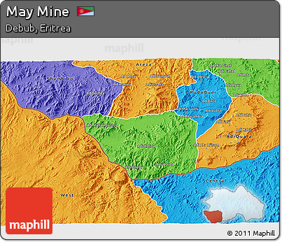 Political 3D Map of May Mine