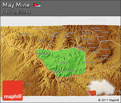 Political 3D Map of May Mine, physical outside