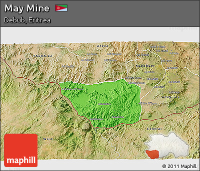 Political 3D Map of May Mine, satellite outside