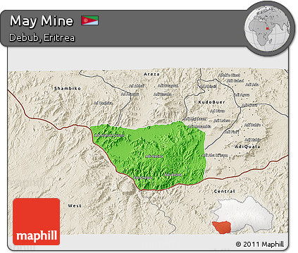 Political 3D Map of May Mine, shaded relief outside