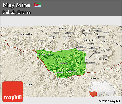 Political 3D Map of May Mine, shaded relief outside