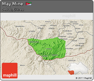 Political 3D Map of May Mine, shaded relief outside
