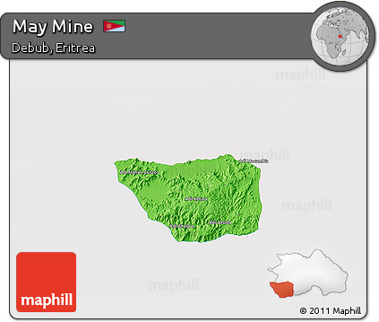 Political 3D Map of May Mine, single color outside