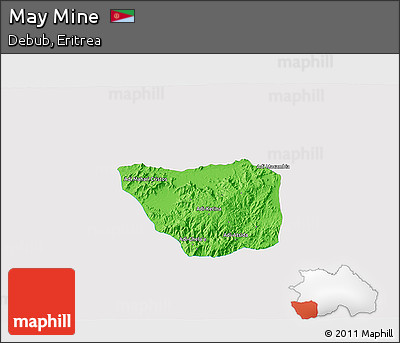 Political 3D Map of May Mine, single color outside