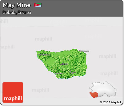 Political 3D Map of May Mine, single color outside