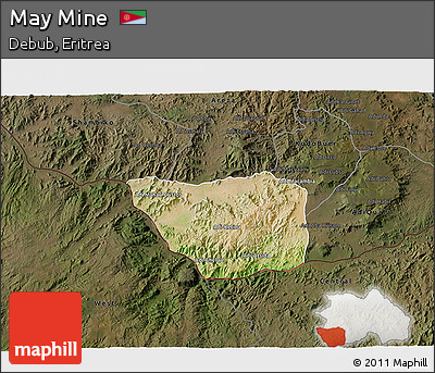 Satellite 3D Map of May Mine, darken