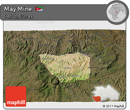 Satellite 3D Map of May Mine, darken