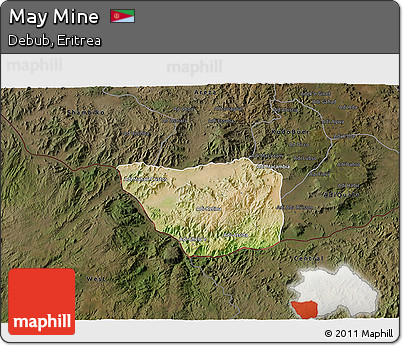 Satellite 3D Map of May Mine, darken