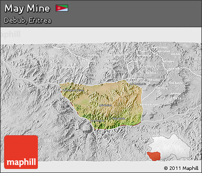 Satellite 3D Map of May Mine, lighten, desaturated