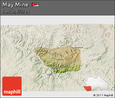Satellite 3D Map of May Mine, lighten