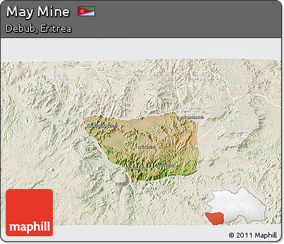 Satellite 3D Map of May Mine, lighten