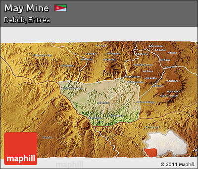 Satellite 3D Map of May Mine, physical outside