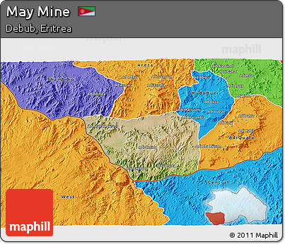 Satellite 3D Map of May Mine, political outside