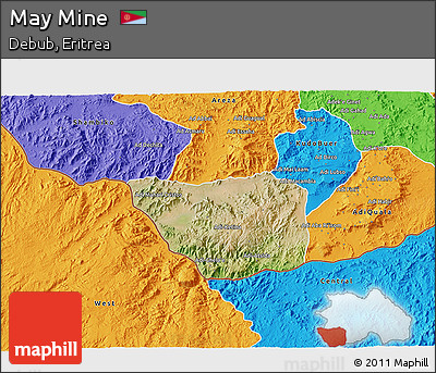Satellite 3D Map of May Mine, political outside