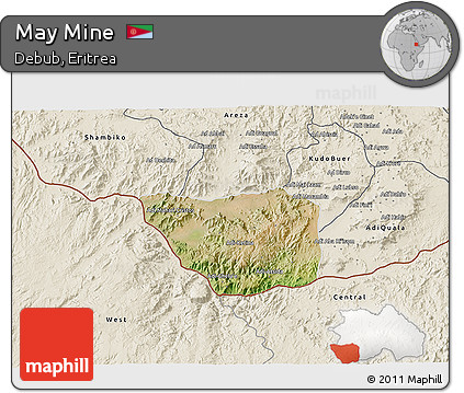 Satellite 3D Map of May Mine, shaded relief outside