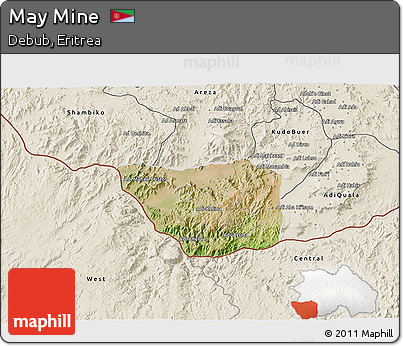 Satellite 3D Map of May Mine, shaded relief outside