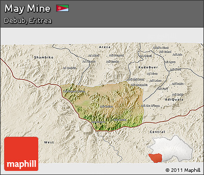 Satellite 3D Map of May Mine, shaded relief outside