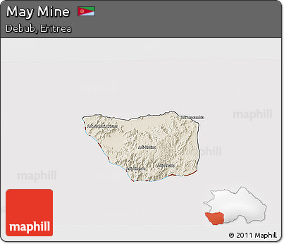 Shaded Relief 3D Map of May Mine, cropped outside