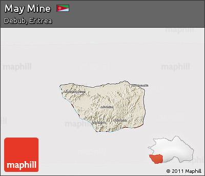 Shaded Relief 3D Map of May Mine, cropped outside