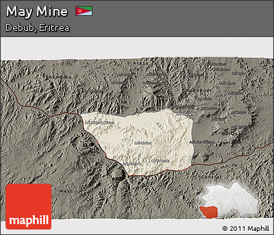 Shaded Relief 3D Map of May Mine, darken