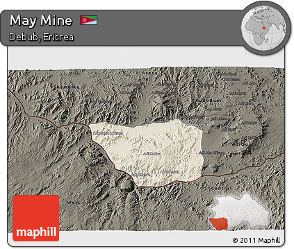 Shaded Relief 3D Map of May Mine, darken