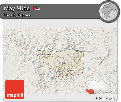 Shaded Relief 3D Map of May Mine, lighten