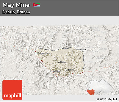 Shaded Relief 3D Map of May Mine, lighten